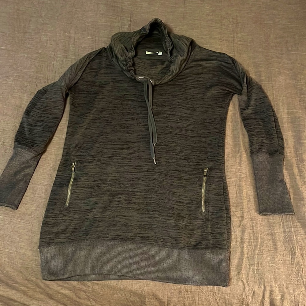 Athleta Sentry Cowl Neck Hoodie Sweatshirt Long Length Gray